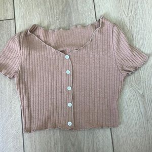 brown shein crop top